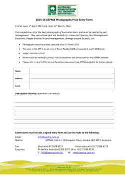 2015-16 AEPMA Photography Prize Entry Form Entries open 1st