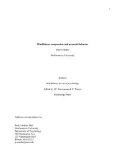 1 Mindfulness, compassion, and prosocial behavior Paul Condon