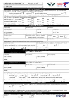 application for membership 20_______ football season 1. club name
