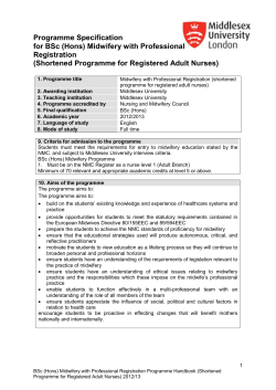 for BSc (Hons) Midwifery with Professional Registration (Shortened