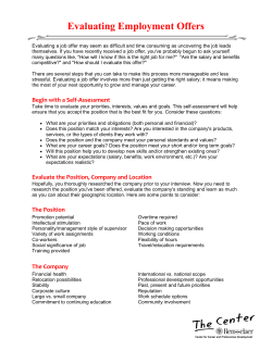 Evaluating Employment Offers