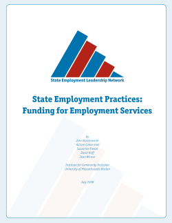 Funding for Employment Services - Institute for Community Inclusion