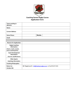 North Harbour Representative Team Coach Position Specification