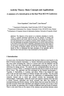 Activity theory: Basic concepts and applications