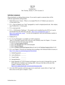 ChE 344 Week 2 Problem Set 1 Due Tuesday, January 15, 2013