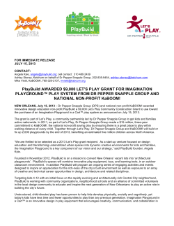 PlayBuild AWARDED $9,000 LET`S PLAY GRANT FOR