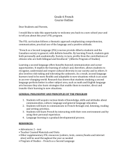Grade 6 French Course Outline