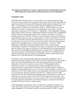 Development of indicators of women`s empowerment for optimal