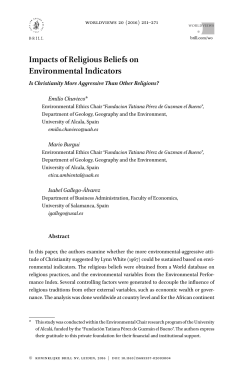Impacts of Religious Beliefs on Environmental Indicators