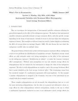 Imbens/Wooldridge, Lecture Notes 5, Summer `07 1 What`s New in