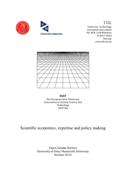Scientific economics, expertise and policy making - UiO