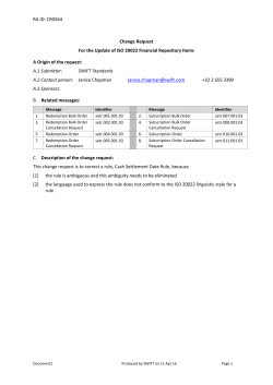 RA ID: CR0564 Change Request For the Update of ISO 20022