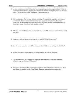 Permutations / Combinations March 17, 2014 Cascade Ridge PTSA