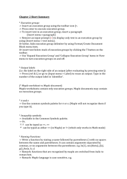 Chapter 2 Short Summary - More Basics and Important Functions