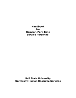 Handbook For Regular, Part-Time Service Personnel Ball State
