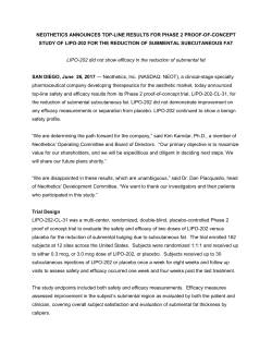 neothetics announces top-line results for phase 2 proof-of