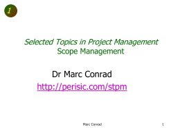 Special Topics in Project Management: Scope