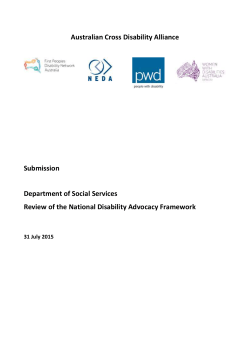 Australian Cross Disability Alliance Submission Department of