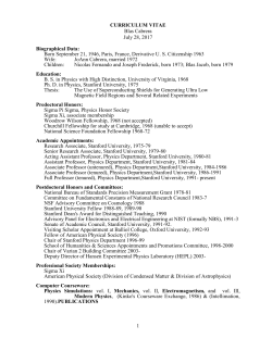 Curriculum Vitae - Stanford University