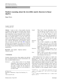 Student reasoning about the invertible matrix theorem in linear algebra