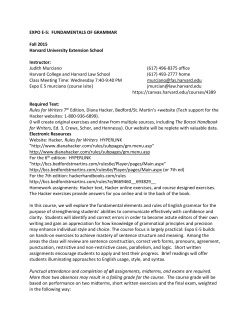 EXPO E-5: FUNDAMENTALS OF GRAMMAR Fall 2015 Harvard