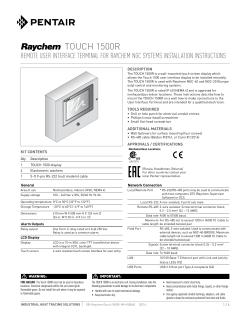 touch 1500r - Pentair Thermal Management