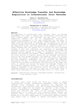 Effective Knowledge Transfer and Knowledge Acquisition in