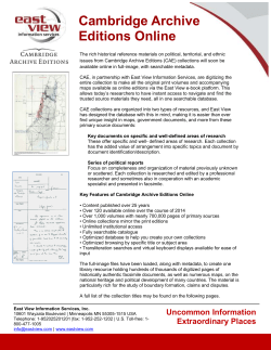 Cambridge Archive Editions Online Primary Source Research