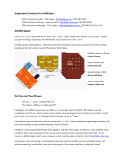 Important Contacts for Exhibitors Exhibit Space Set--