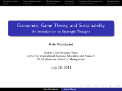 Economics, Game Theory, and Sustainability - An