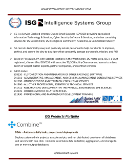ISG Slick Sheet - Intelligence-Systems