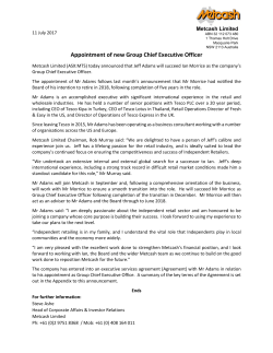 Appointment of new Group Chief Executive Officer