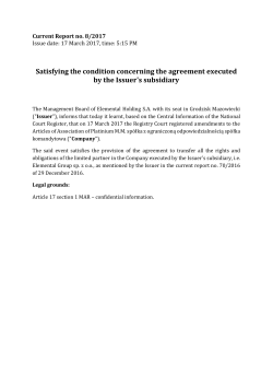 Satisfying the condition concerning the agreement executed by the