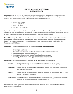 SETTING APPLICANT DISPOSITIONS USER GUIDELINES 1