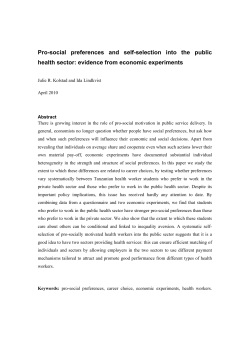 Pro-social preferences and self-selection into the public health