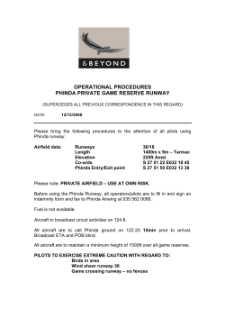 operational procedures phinda private game reserve runway