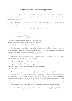 6. The mean-value theorem and applications The mean