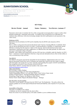 SEN Policy Review Period: Annual Status: Statutory Next Review