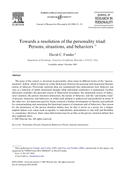 Towards a resolution of the personality triad: Persons, situations