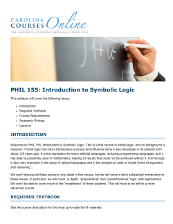 PHIL 155: Introduction to Symbolic Logic - UNC Core