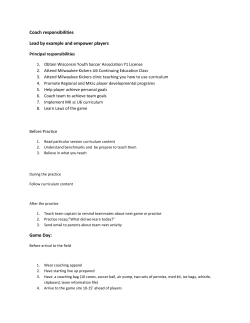 Coach responsibilities Lead by example and empower players