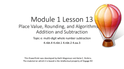 Module 1 Lesson 13 Place Value, Rounding, and Algorithms for