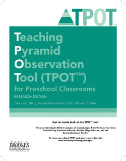 Teaching Pyramid Observation Tool (TPOT&trade;)