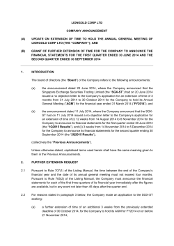 (a) update on extension of time to hold the annual general meeting