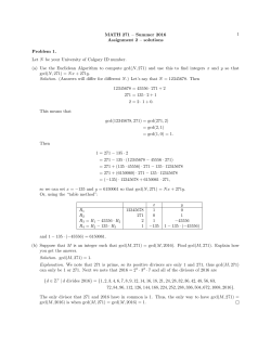 1 MATH 271 &ndash; Summer 2016 Assignment 2 &ndash; solutions Problem 1