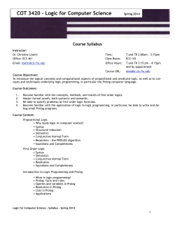 COT 3420 - Logic for Computer Science Spring 2014