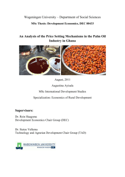 An analysis of the price setting mechanisms in the palm oil industry