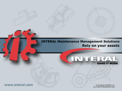 INTERAL Maintenance Management Solutions Rely on your assets