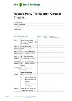 Related Party Transaction Circular Checklist