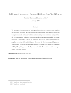 Hold-up and Investment - European Financial Management